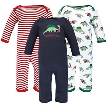 Hudson Baby Infant Boy Cotton Coveralls, Christmasaurus