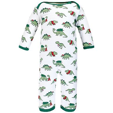 Hudson Baby Infant Boy Cotton Coveralls, Christmasaurus