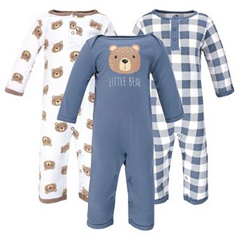 Hudson Baby Infant Boy Cotton Coveralls 3 pk Little Bear, 0-3 Months