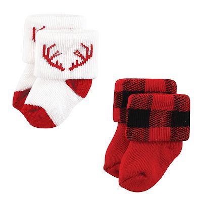 Hudson Baby Infant Boys Cotton Rich Newborn and Terry Socks, 12 Days Of Christmas Santa