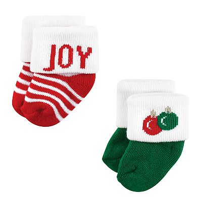 Hudson Baby Infant Boys Cotton Rich Newborn and Terry Socks, 12 Days Of Christmas Santa