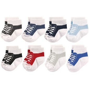 Hudson Baby Infant Boy Cotton Rich Newborn and Terry Socks, Sneaker Black Blue