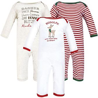Hudson Baby Infant Boy Cotton Coveralls, Rudolph Reindeer, 3-6 Months