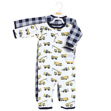 Hudson Baby Infant Boy Premium Quilted Coveralls, Construction, 3-6 Months