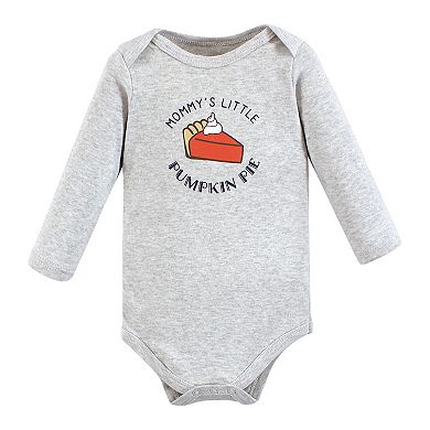 Hudson Baby Infant Boy Cotton Long-Sleeve Bodysuits, Pumpkin Pie