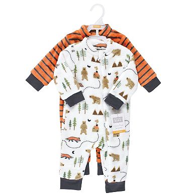 Hudson Baby Infant Boy Plush Jumpsuits, Camping, 0-3 Months