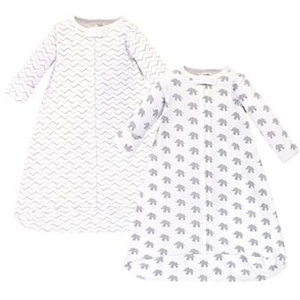 Baby Organic Cotton Long-Sleeve Wearable Sleeping Bag, Sack, Blanket, Marching Elephant, 3-9 Months