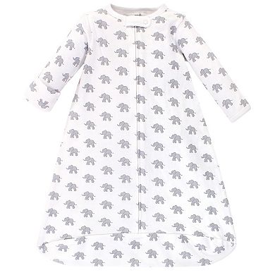 Baby Organic Cotton Long-Sleeve Wearable Sleeping Bag, Sack, Blanket, Marching Elephant, 3-9 Months