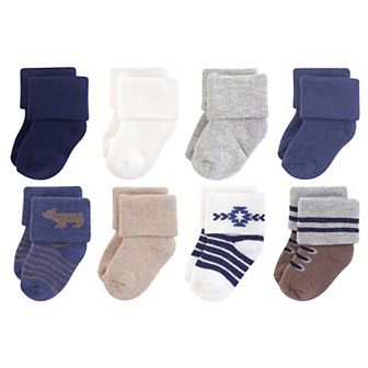 Hudson Baby Infant Boy Cotton Rich Newborn and Terry Socks, Bear