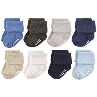 Hudson Baby Infant Boy Cotton Rich Newborn and Terry Socks, Blue Gray
