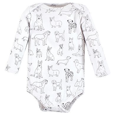Hudson Baby Infant Boy Cotton Long-Sleeve Bodysuits, Boy Dogs 3-Pack