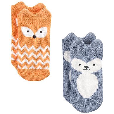 Hudson Baby Infant Boy Cotton Rich Newborn and Terry Socks, Boy Woodland 8-Pack