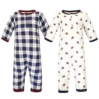 Hudson Baby Infant Boy Premium Quilted Coveralls 2 pk Football