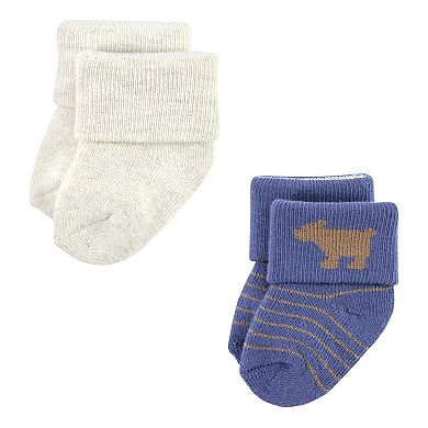 Hudson Baby Infant Boy Cotton Rich Newborn and Terry Socks, Bear 12-Pack