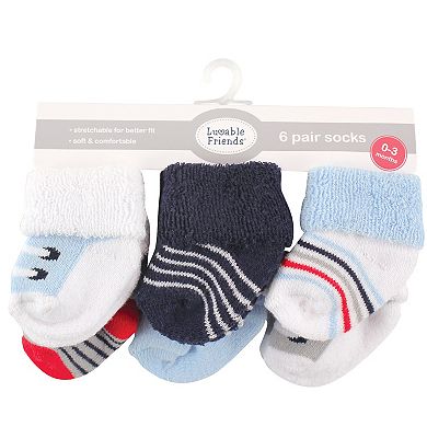 Baby Boy Newborn and Baby Socks Set, Blue Gray Sneakers, 0-3 Months