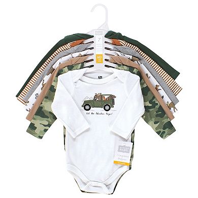 Hudson Baby Infant Boy Cotton Long-Sleeve Bodysuits, Animal Adventure 7-Pack