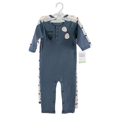 Hudson Baby Infant Boy Cotton Coveralls 3pk, Wingman, 3-6 Months