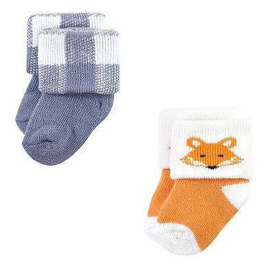 Hudson Baby Infant Boy Cotton Rich Newborn and Terry Socks, Woodland