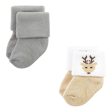 Hudson Baby Infant Boy Cotton Rich Newborn and Terry Socks, Woodland