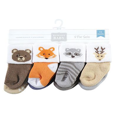 Hudson Baby Infant Boy Cotton Rich Newborn and Terry Socks, Woodland