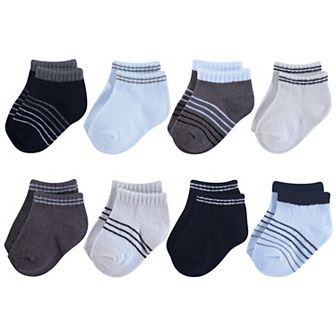 Hudson Baby Infant Boy Cotton Rich Newborn and Terry Socks, Blue Black