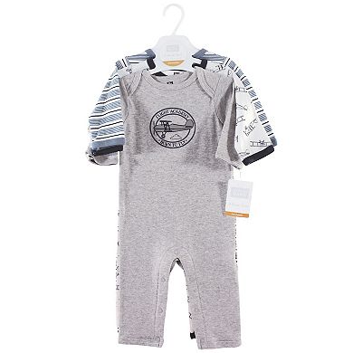 Hudson Baby Infant Boy Cotton Coveralls 3pk, Aviation, 3-6 Months