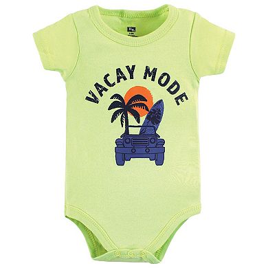 Hudson Baby Infant Boy Cotton Bodysuit, Shorts and Shoe Set, Vacay Mode