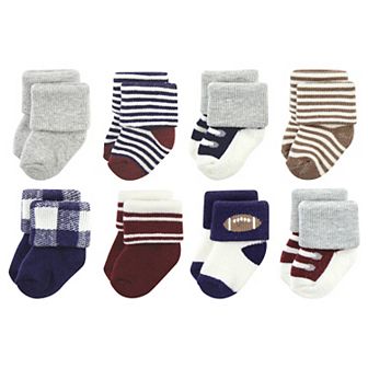 Hudson Baby Infant Boy Cotton Rich Newborn and Terry Socks, Football