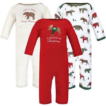 Hudson Baby Infant Boy Cotton Coveralls, Moose Be Christmas