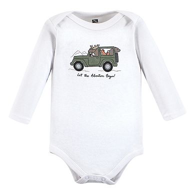 Hudson Baby Infant Boy Cotton Long-Sleeve Bodysuits, Animal Adventure 3-Pack