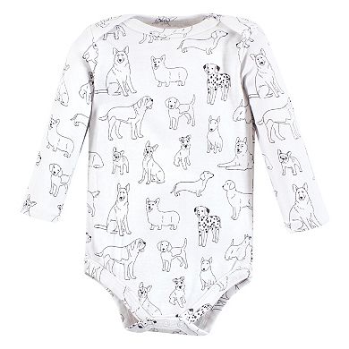 Hudson Baby Infant Boy Cotton Long-Sleeve Bodysuits, Boy Dogs 7-Pack