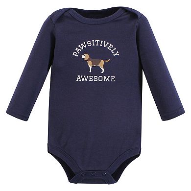Hudson Baby Infant Boy Cotton Long-Sleeve Bodysuits, Boy Dogs 7-Pack