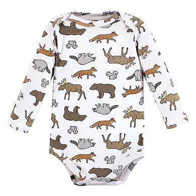 Hudson Baby Infant Boy Cotton Long-Sleeve Bodysuits, Animal Adventure 3-Pack