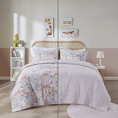 Intelligent Design Kinsley Woodland Animals Reversible Cotton Quilt Set