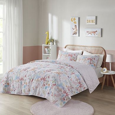 Intelligent Design Kinsley Woodland Animals Reversible Cotton Quilt Set