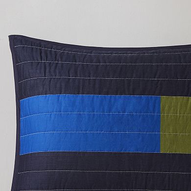 Intelligent Design Emmett Stripe Printed Quilt Set