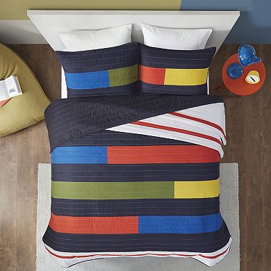 Intelligent Design Emmett Stripe Printed Quilt Set
