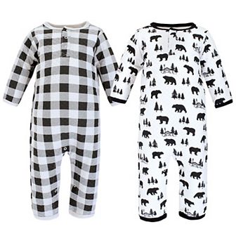Hudson Baby Infant Boy Premium Quilted Coveralls, Bear Gray Black, 0-3 Months