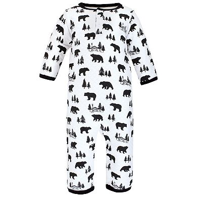 Hudson Baby Infant Boy Premium Quilted Coveralls, Bear Gray Black, 0-3 Months