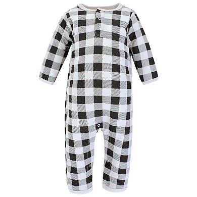 Hudson Baby Infant Boy Premium Quilted Coveralls, Bear Gray Black, 0-3 Months