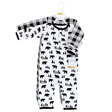 Hudson Baby Infant Boy Premium Quilted Coveralls, Bear Gray Black, 0-3 Months