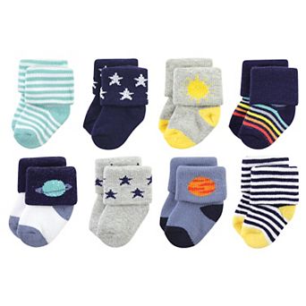 Hudson Baby Infant Boy Cotton Rich Newborn and Terry Socks, Solar System