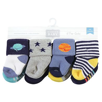 Hudson Baby Infant Boy Cotton Rich Newborn and Terry Socks, Solar System