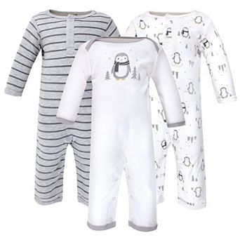 Hudson Baby Infant Cotton Coveralls 3 pk Gray Penguin