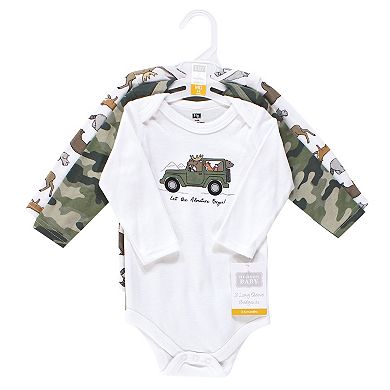 Hudson Baby Infant Boy Cotton Long-Sleeve Bodysuits, Animal Adventure 3-Pack
