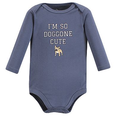 Hudson Baby Infant Boy Cotton Long-Sleeve Bodysuits, Boy Dogs 3-Pack