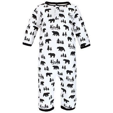 Hudson Baby Infant Boy Premium Quilted Coveralls, Bear Gray Black