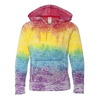 Mv Sport Girls Courtney Burnout V-notch Hooded Sweatshirt