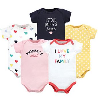 Hudson Baby Infant Girl Cotton Bodysuits, Girl Bold Family