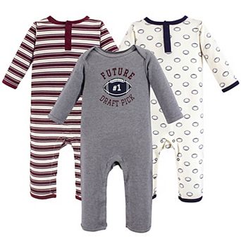 Hudson Baby Infant Boy Cotton Coveralls 3 pk Football